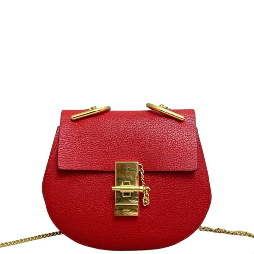 Chloe Mini Drew Shoulder Bag Grained Calfskin Red Chloe Mini Drew Shoulder Bag Grained Calfskin Red