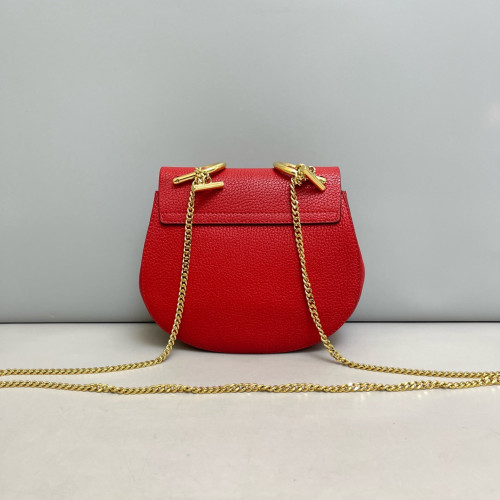 Chloe Mini Drew Shoulder Bag Grained Calfskin Red Chloe Mini Drew Shoulder Bag Grained Calfskin Red