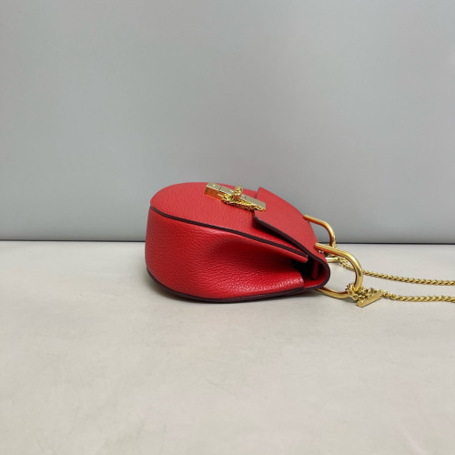 Chloe Mini Drew Shoulder Bag Grained Calfskin Red Chloe Mini Drew Shoulder Bag Grained Calfskin Red