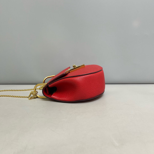 Chloe Mini Drew Shoulder Bag Grained Calfskin Red Chloe Mini Drew Shoulder Bag Grained Calfskin Red