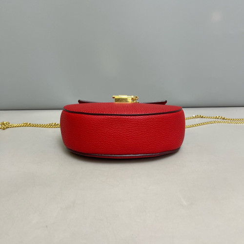 Chloe Mini Drew Shoulder Bag Grained Calfskin Red Chloe Mini Drew Shoulder Bag Grained Calfskin Red