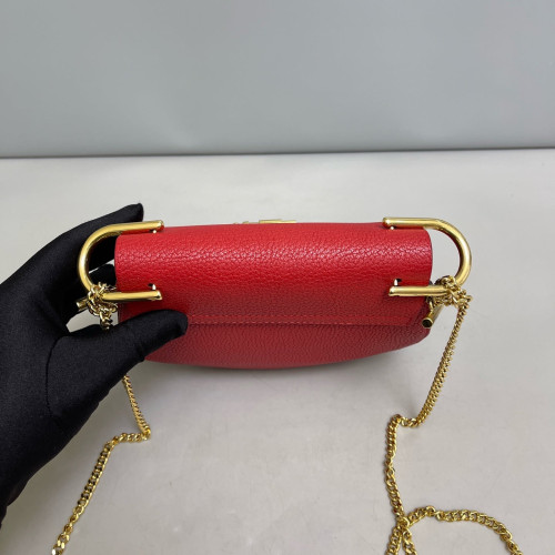 Chloe Mini Drew Shoulder Bag Grained Calfskin Red Chloe Mini Drew Shoulder Bag Grained Calfskin Red