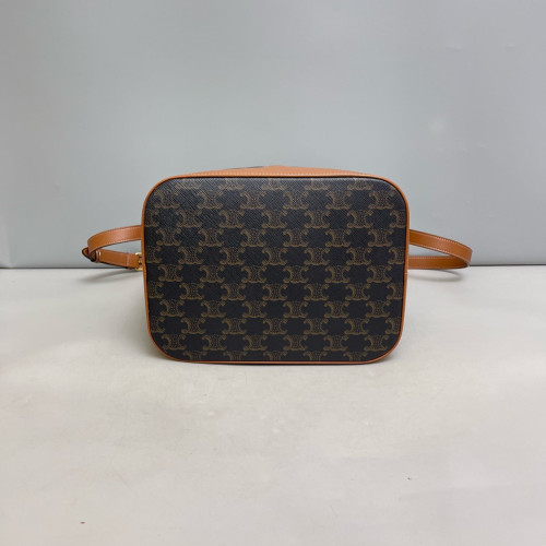 Celine Triomphe Triomphe Bucket Bag Mediun Triomphe Tan Black