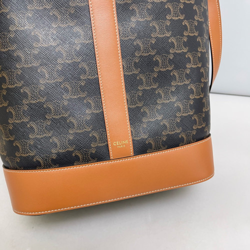 Celine Triomphe Triomphe Bucket Bag Mediun Triomphe Tan Black