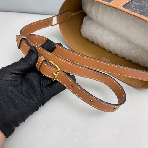 Celine Triomphe Triomphe Bucket Bag Mediun Triomphe Tan Black