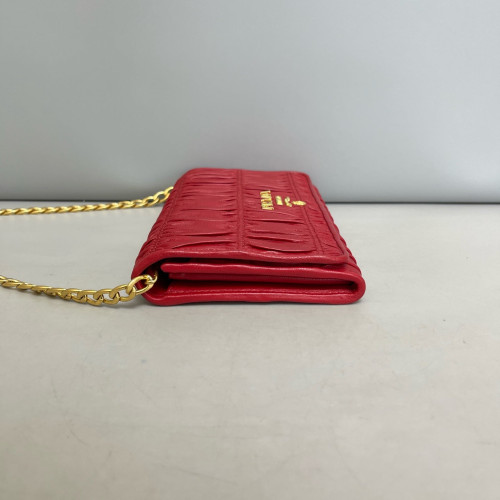 Prada Shoulder Bag Crumpled Calfskin Red