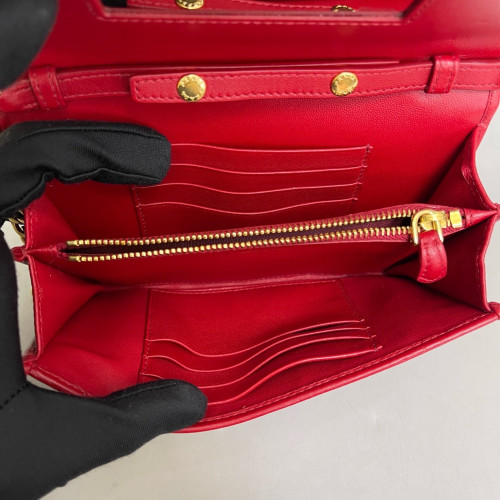 Prada Shoulder Bag Crumpled Calfskin Red