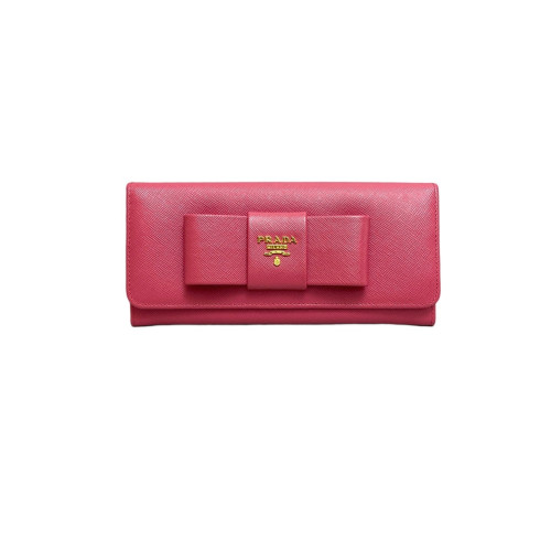 Prada Continental Wallet Saffiano Calfskin Fuchsia