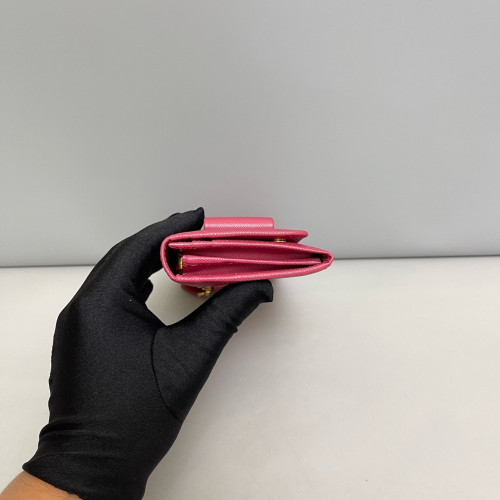 Prada Continental Wallet Saffiano Calfskin Fuchsia