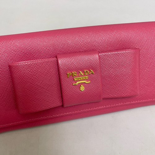 Prada Continental Wallet Saffiano Calfskin Fuchsia