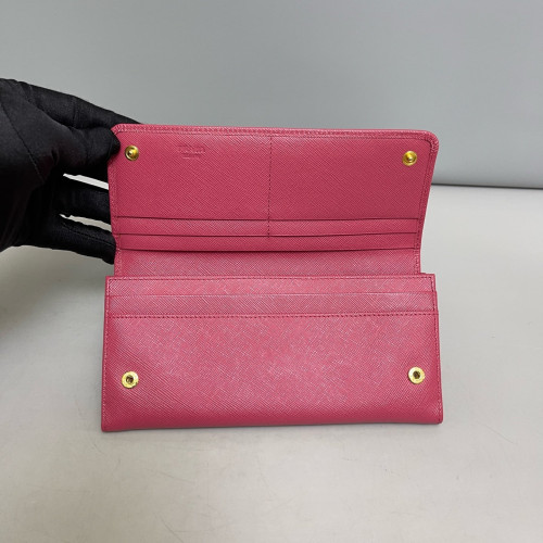 Prada Continental Wallet Saffiano Calfskin Fuchsia