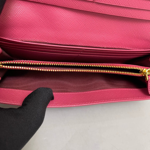Prada Continental Wallet Saffiano Calfskin Fuchsia