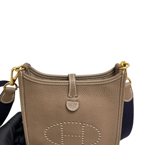 Hermes Mini Evelyne Taurillon Clemence 18 Etoupe