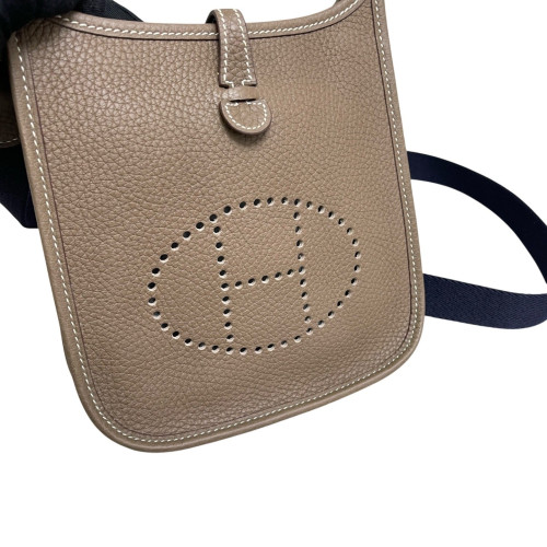 Hermes Mini Evelyne Taurillon Clemence 18 Etoupe