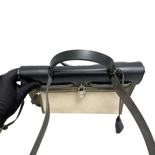 Hermes Herbag 31 Toile Enduit Vache Hunter 6H Vert Veronese 89 Noir