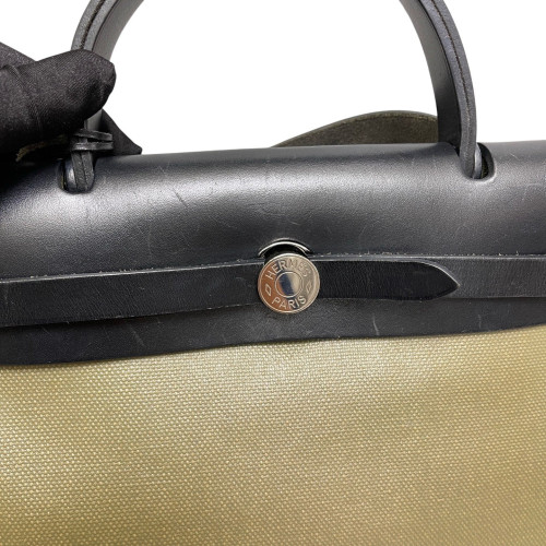 Hermes Herbag 31 Toile Enduit Vache Hunter 6H Vert Veronese 89 Noir