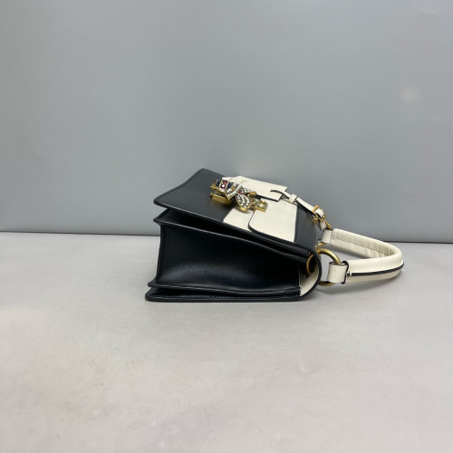 Gucci Queen Margaret Top Handle Bag Calfskin Black White