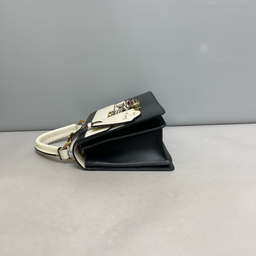 Gucci Queen Margaret Top Handle Bag Calfskin Black White