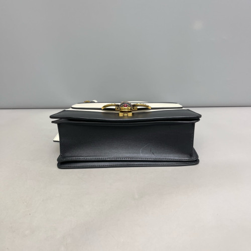 Gucci Queen Margaret Top Handle Bag Calfskin Black White