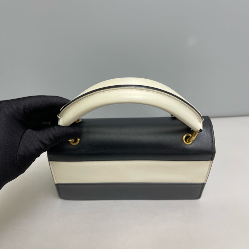 Gucci Queen Margaret Top Handle Bag Calfskin Black White