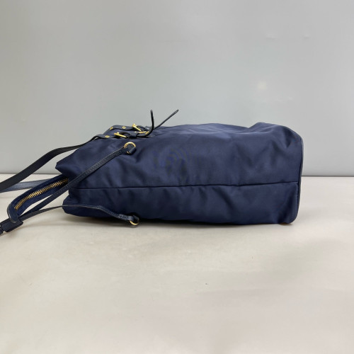 Prada Tote Bag Tessuto Nylon Saffiano Calfskin Dark Blue