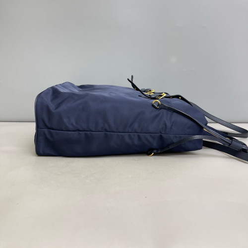 Prada Tote Bag Tessuto Nylon Saffiano Calfskin Dark Blue