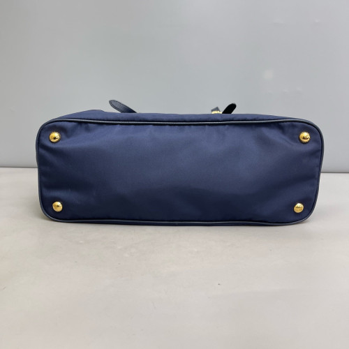 Prada Tote Bag Tessuto Nylon Saffiano Calfskin Dark Blue
