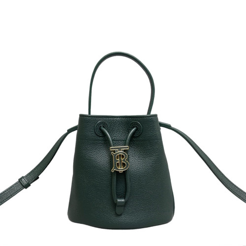 Burberry Bucket Grained Calfskin Dark Green