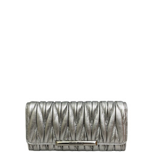 Miu Miu Continental Wallet Crumpled Lambskin Silver