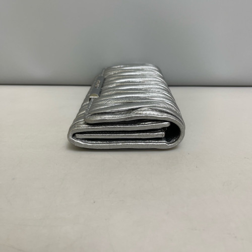 Miu Miu Continental Wallet Crumpled Lambskin Silver