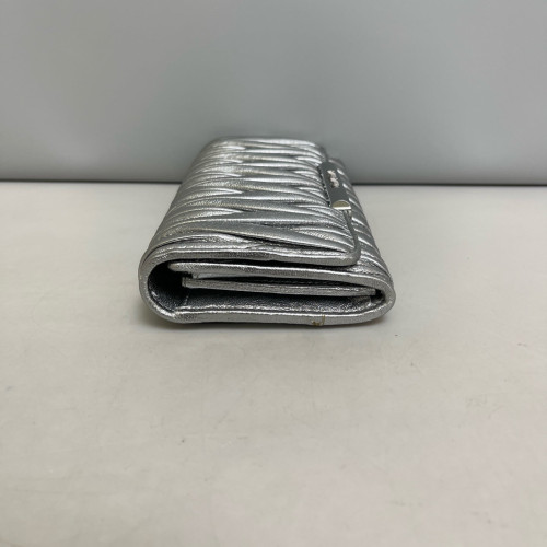 Miu Miu Continental Wallet Crumpled Lambskin Silver