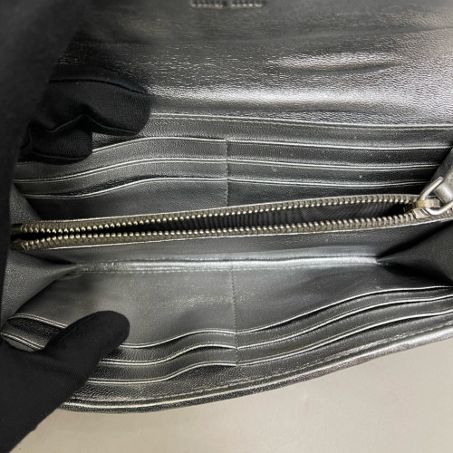 Miu Miu Continental Wallet Crumpled Lambskin Silver