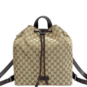 Gucci Backpack GG Supreme Monogram Calfskin Beige Brown Dark Brown