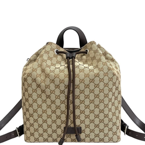 Gucci Backpack GG Supreme Monogram Calfskin Beige Brown Dark Brown