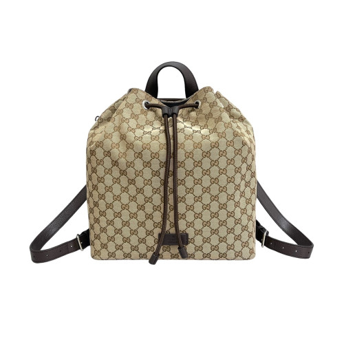 Gucci Backpack GG Supreme Monogram Calfskin Beige Brown Dark Brown