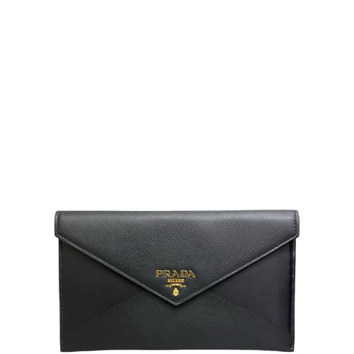 Prada Bill Pouch Saffiano Calfskin Black