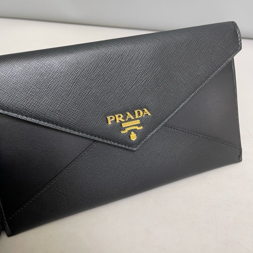 Prada Bill Pouch Saffiano Calfskin Black
