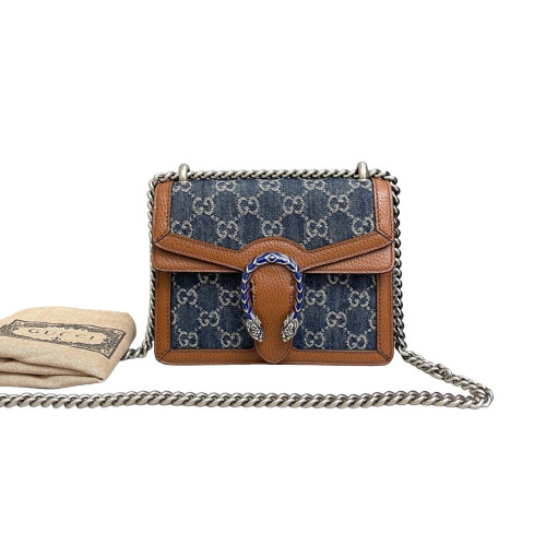 Gucci Mini Dionysus Denim GG Supreme Monogram Blue Brown
