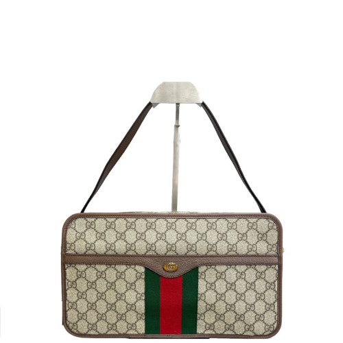 Gucci Web Ophidia Large Camera Case GG Supreme Monogram Beige Brown Green