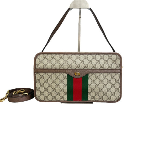 Gucci Web Ophidia Large Camera Case GG Supreme Monogram Beige Brown Green