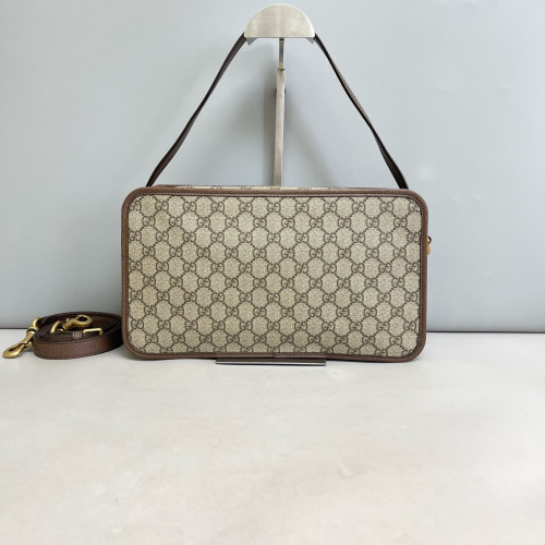 Gucci Web Ophidia Large Camera Case GG Supreme Monogram Beige Brown Green