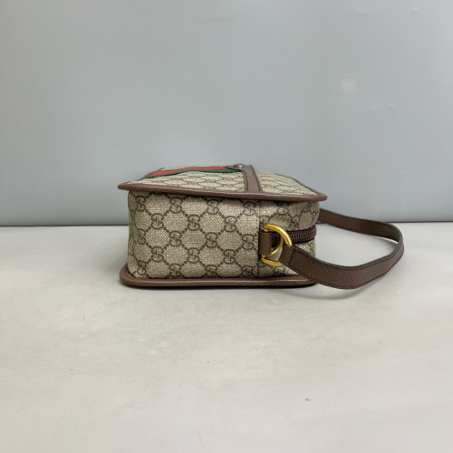 Gucci Web Ophidia Large Camera Case GG Supreme Monogram Beige Brown Green