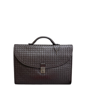 Bottega Veneta Briefcase Lambskin Intrecciato Nappa Brown