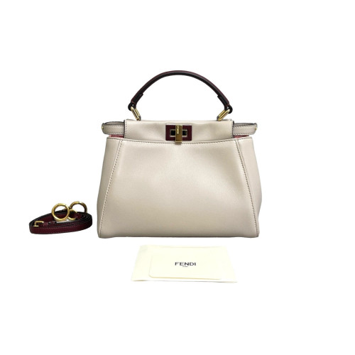 Fendi Peekaboo Mini Calfskin Light Grey