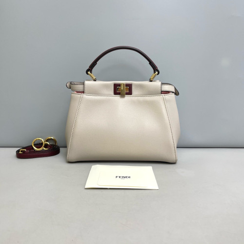 Fendi Peekaboo Mini Calfskin Light Grey