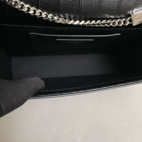 Yves Saint Laurent Medium Kate Crossbody Bag Calfskin Crocodile Embossed Black