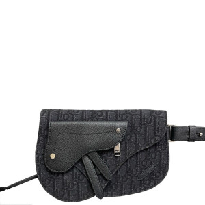 Dior Mini Vintage Saddle Bag Oblique Calfskin Black