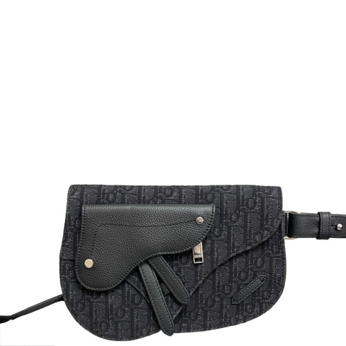 Dior Mini Vintage Saddle Bag Oblique Calfskin Black