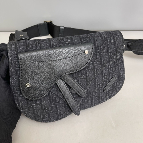 Dior Mini Vintage Saddle Bag Oblique Calfskin Black
