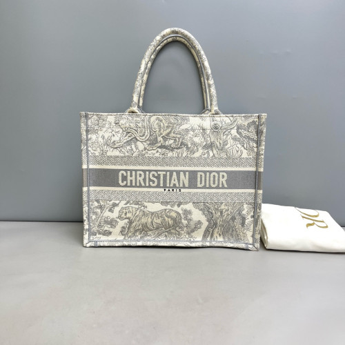 Dior Medium Book Tote Canvas Light Grey
